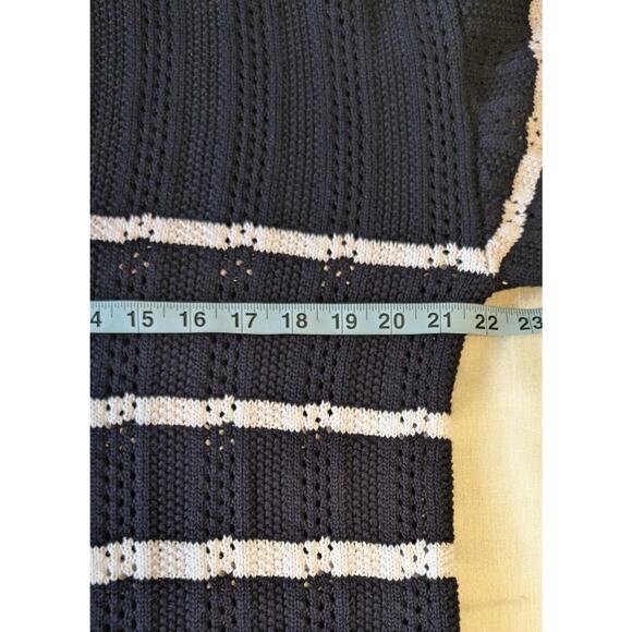 Talbots Women’s Large Johnny Collar Sweater Nautical Navy White Stripe - Picture 7 of 8